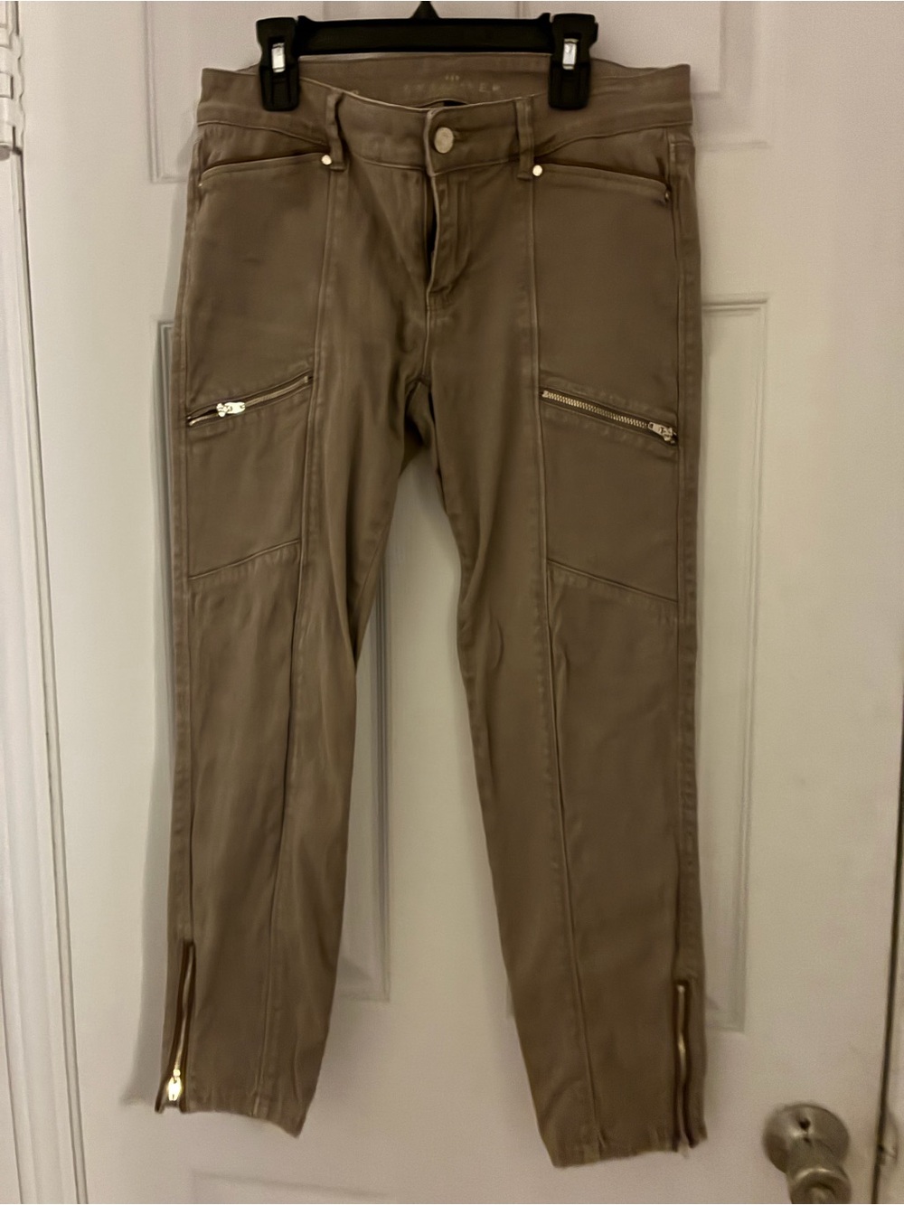 White House Black MarketWomen’s Slim Moto Jeans in Taupe